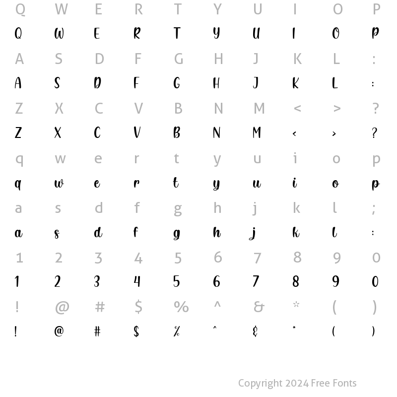 Character Map of Showlove Regular