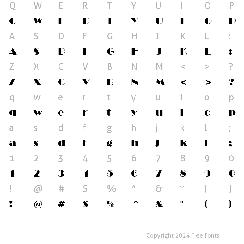 Character Map of Showtime Bold