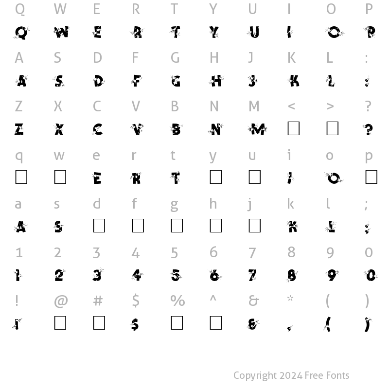 Character Map of Shrapnel Normal