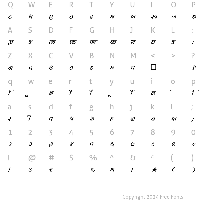 Character Map of SHREE-DEV-0739 Regular