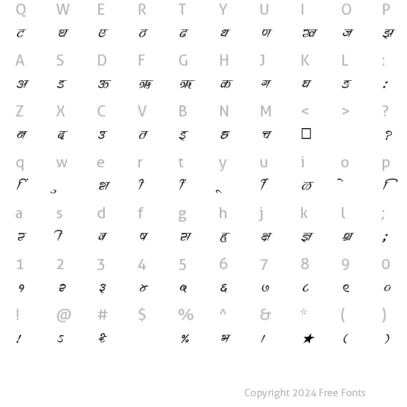 Character Map of SHREE-DEV-0741 Regular