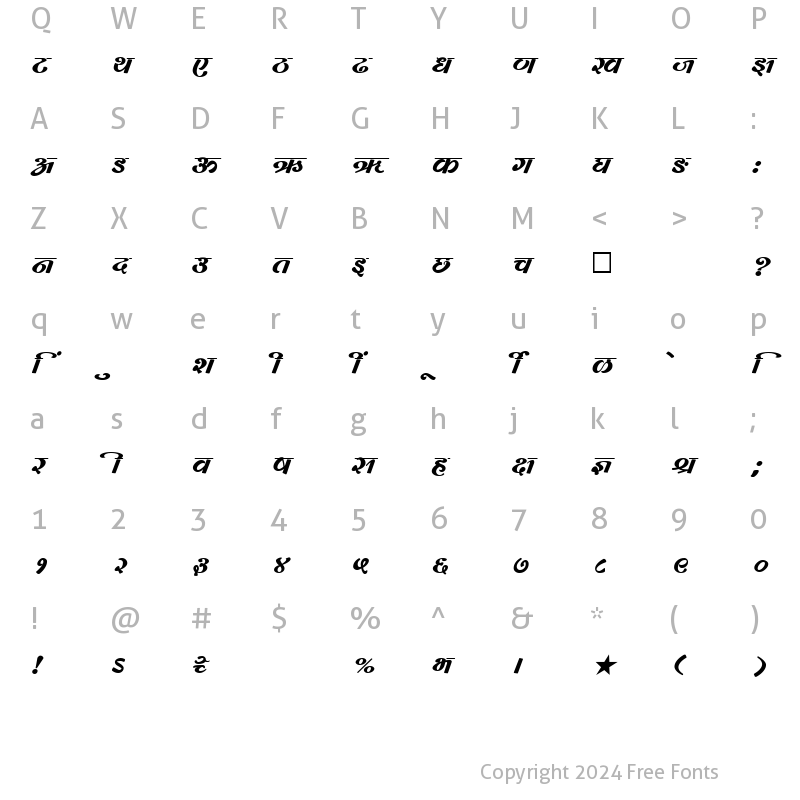 Character Map of SHREE-DEV-0745 Regular