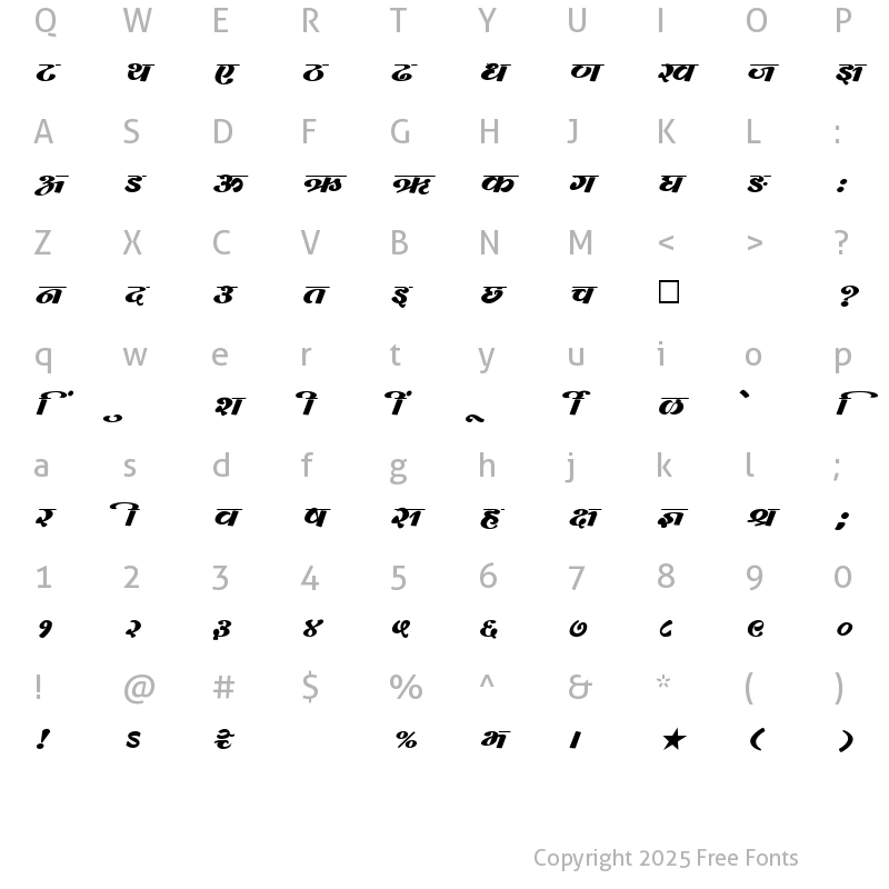 Character Map of SHREE-DEV-0970 Regular