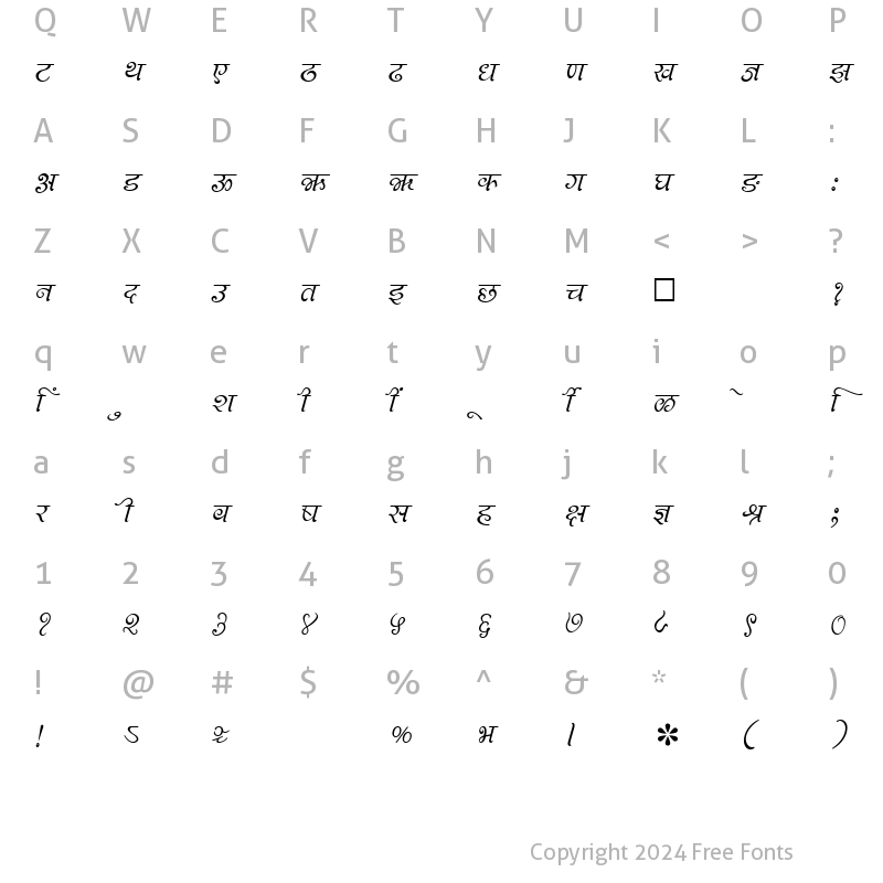 Character Map of SHREE-DEV-0973 Regular