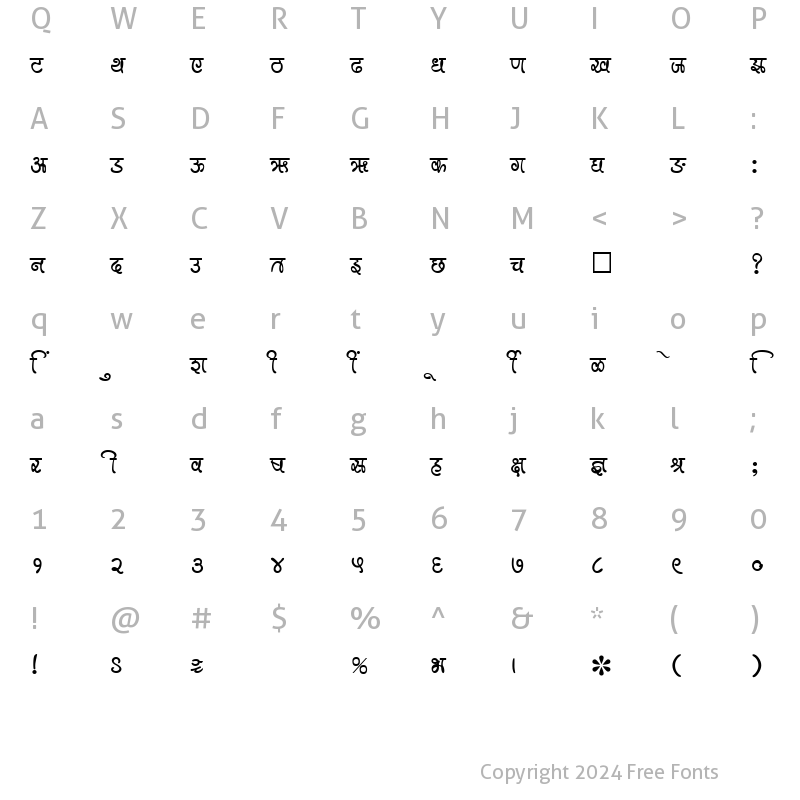 Character Map of SHREE-DEV-0977 Regular