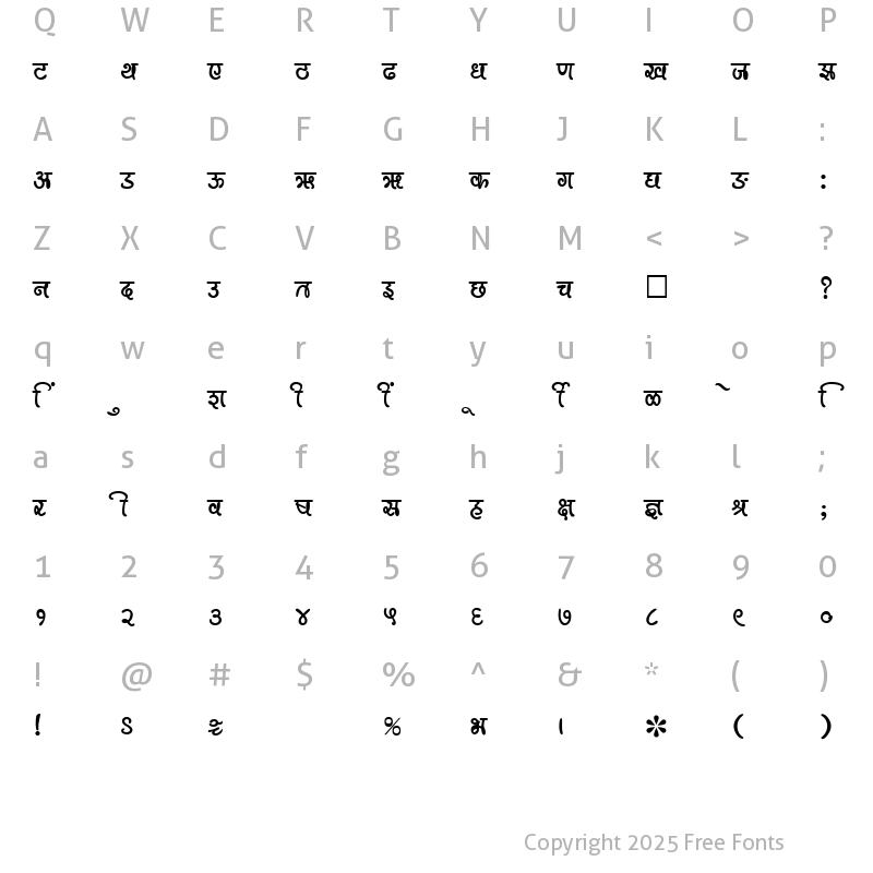 Character Map of SHREE-DEV-0978 Regular