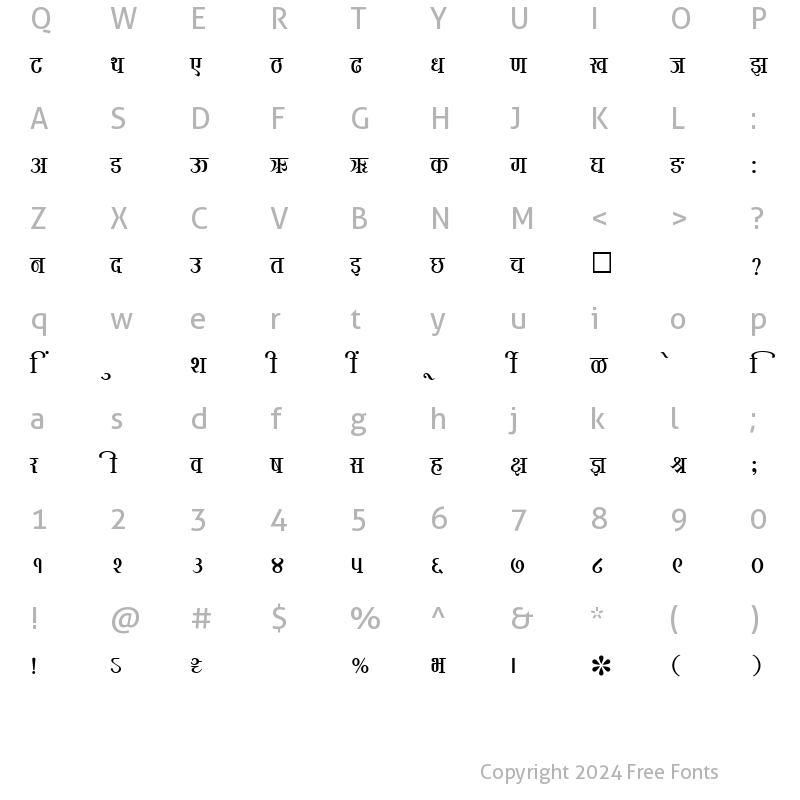 Character Map of SHREE-DEV-0979 Regular