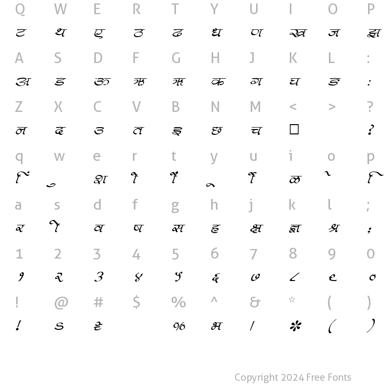 Character Map of SHREE-DEV-0991 Regular