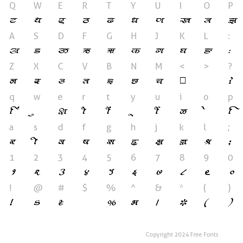 Character Map of SHREE-DEV-0992 Regular