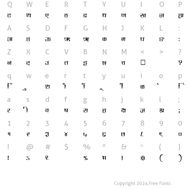 Character Map of SHREE-DEV-0998 Regular