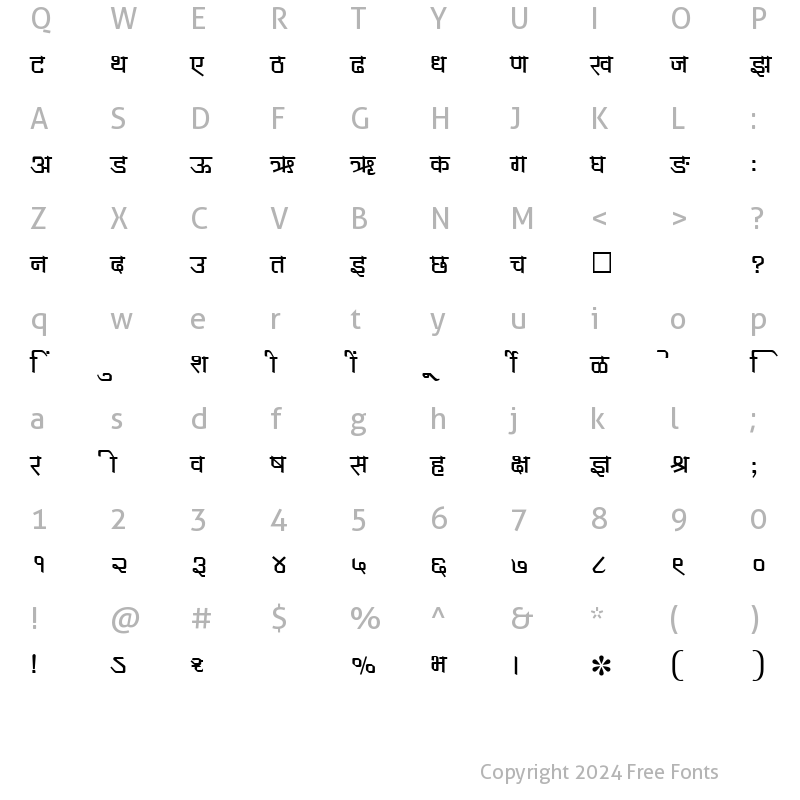 Character Map of SHREE-DEV-1006 Regular