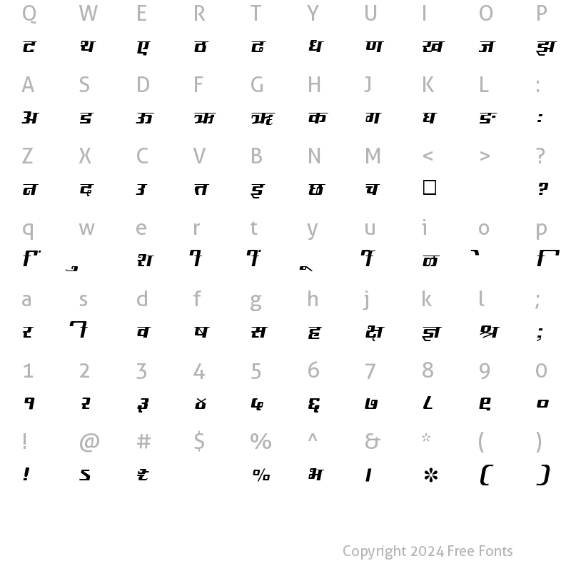 Character Map of SHREE-DEV-1015 Regular