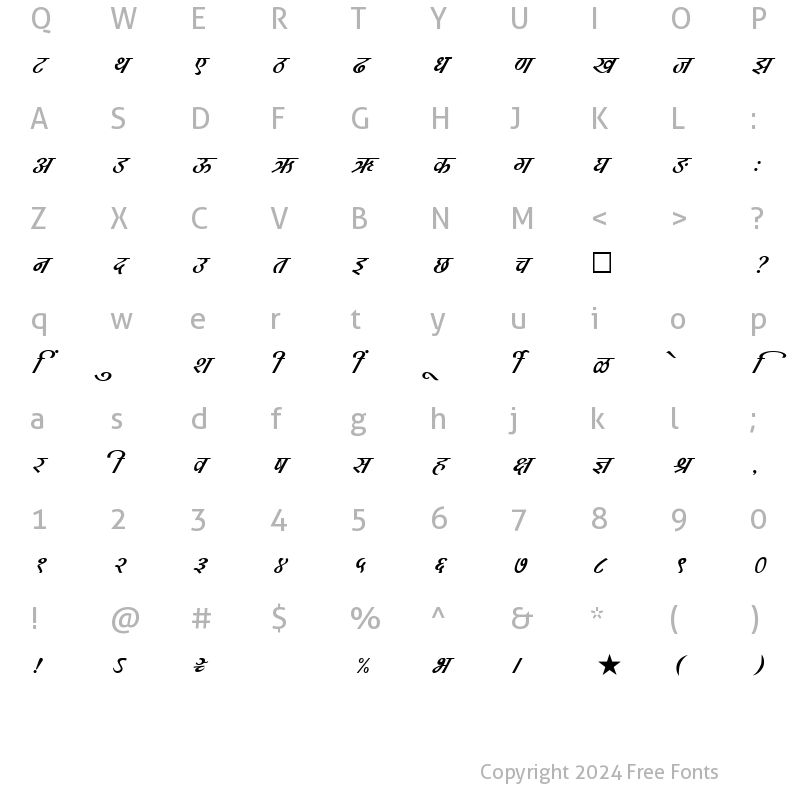 Character Map of SHREE-DEV-1026 Regular