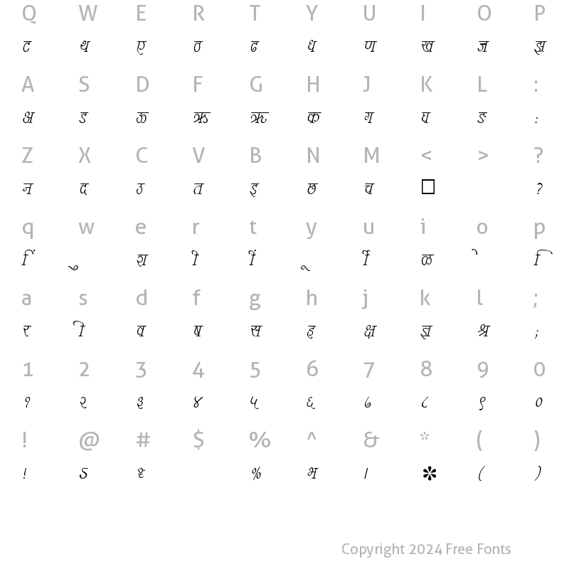 Character Map of SHREE-DEV-1049 Regular