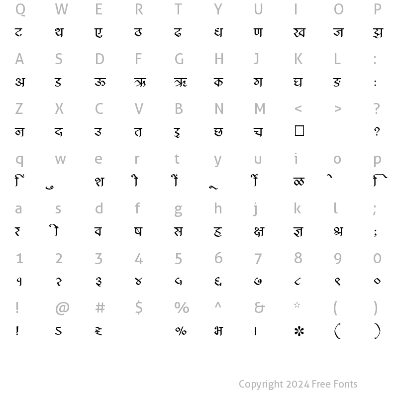 Character Map of SHREE-DEV-1056 Regular