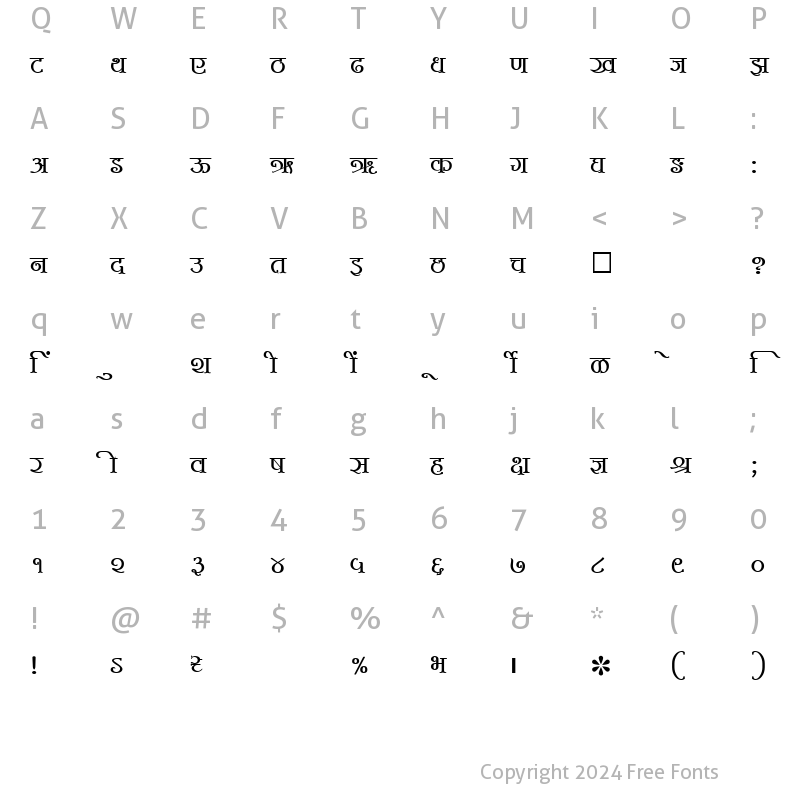 Character Map of SHREE-DEV-1065 Regular