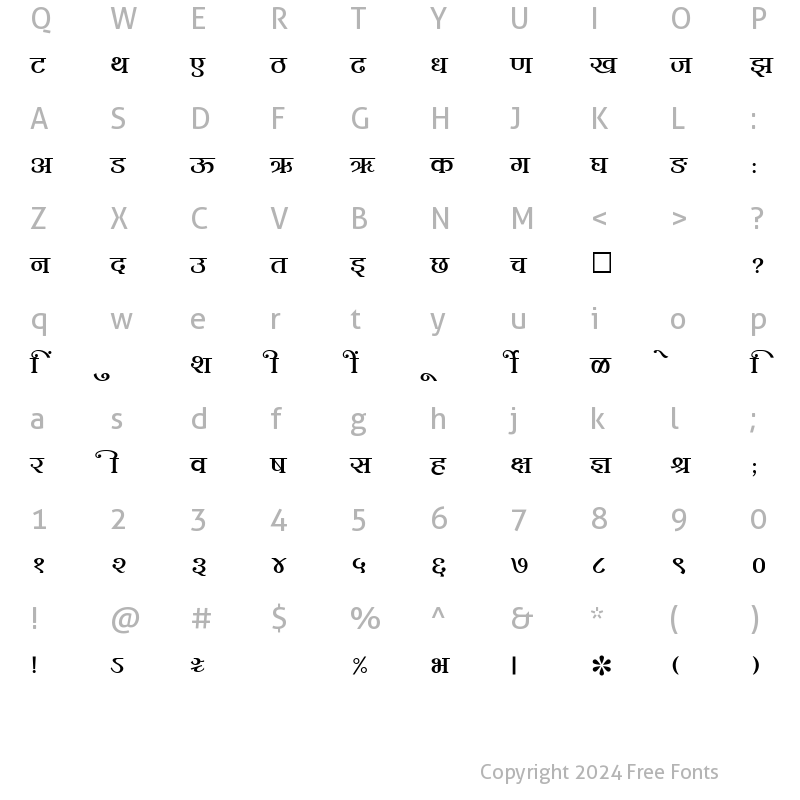 Character Map of SHREE-DEV-1066 Regular