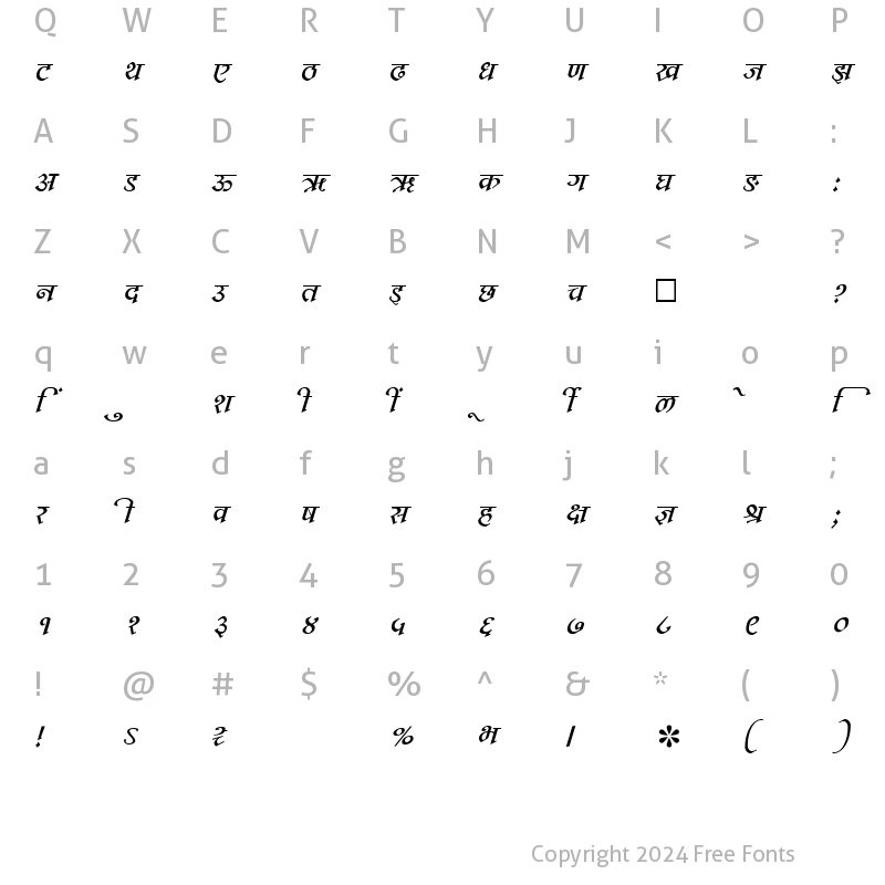 Character Map of SHREE-DEV-1067 Regular