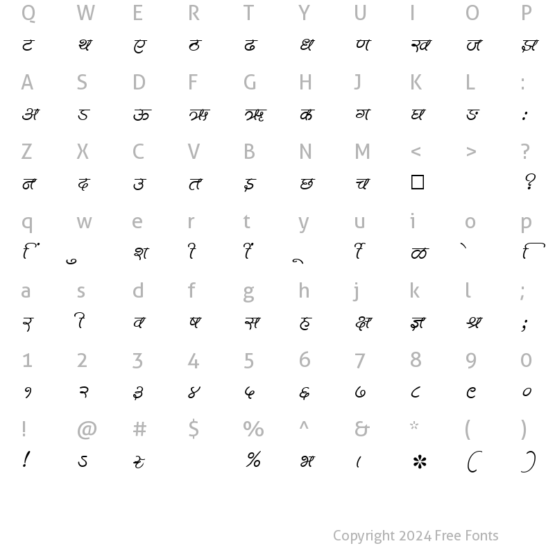 Character Map of SHREE-DEV-1075 Regular