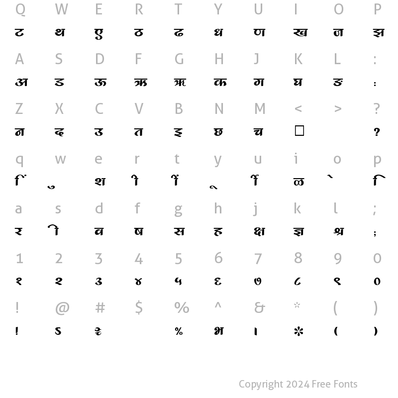 Character Map of SHREE-DEV-1082 Regular