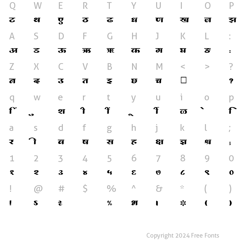 Character Map of SHREE-DEV-1083 Regular