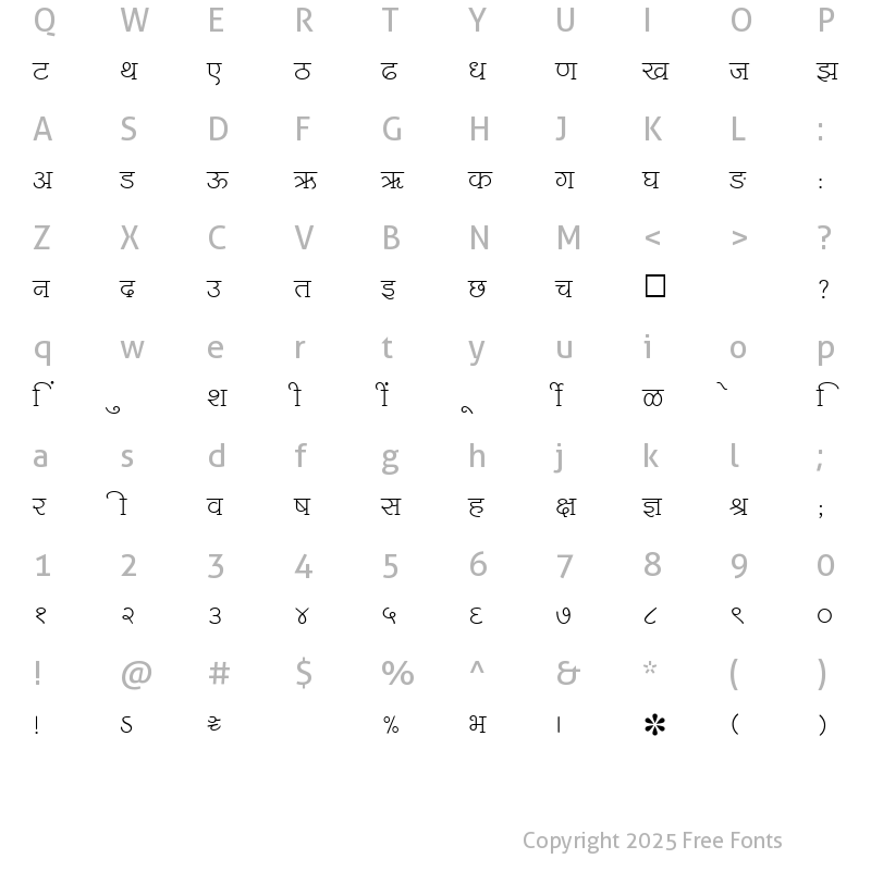 Character Map of SHREE-DEV-1084 Regular