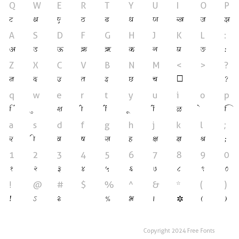 Character Map of SHREE-DEV-1218 Regular