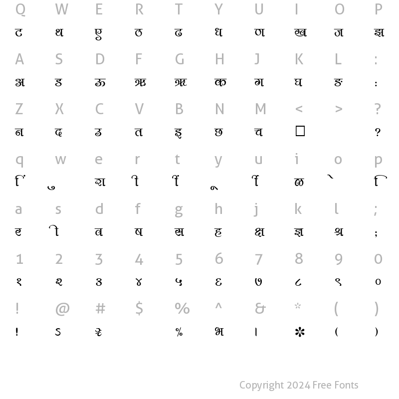 Character Map of SHREE-DEV-1224 Regular