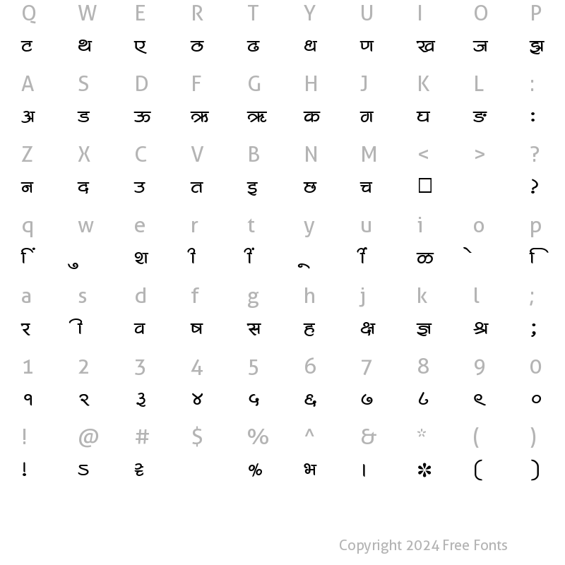 Character Map of SHREE-DEV-1226 Regular