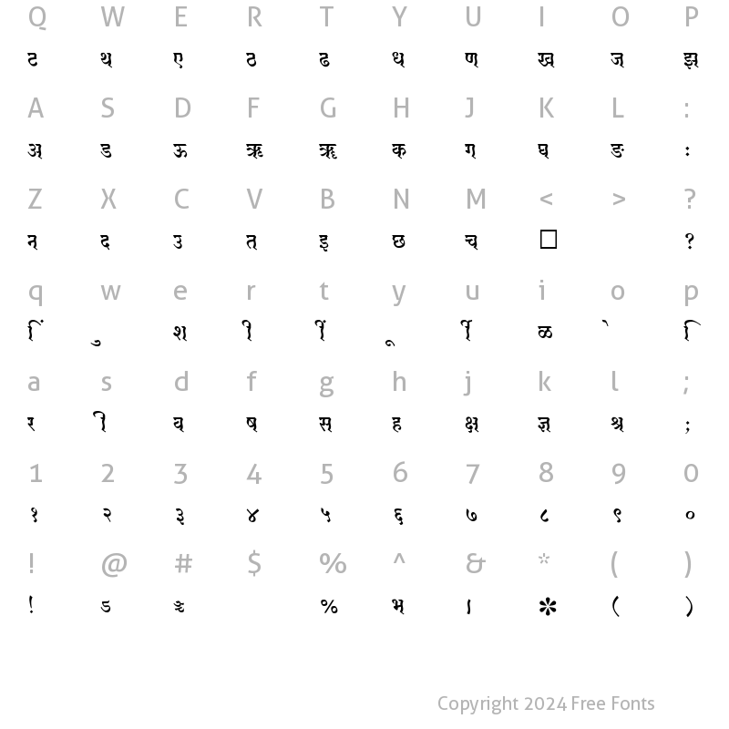 Character Map of SHREE-DEV-1227 Regular