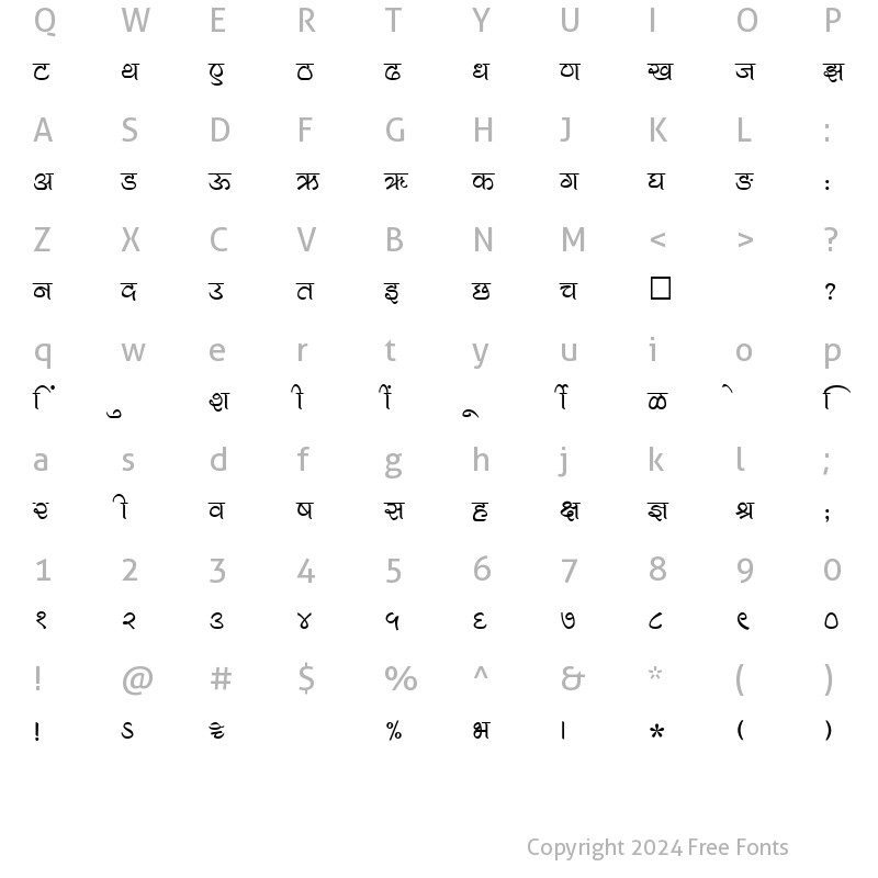 Character Map of SHREE-DEV-1236 Regular