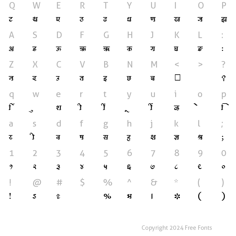 Character Map of SHREE-DEV-1246 Regular