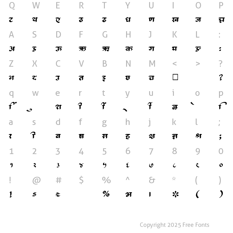 Character Map of SHREE-DEV-1248 Regular