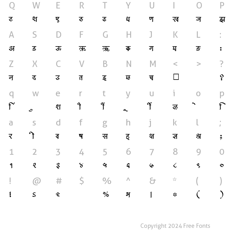 Character Map of SHREE-DEV-1253 Regular