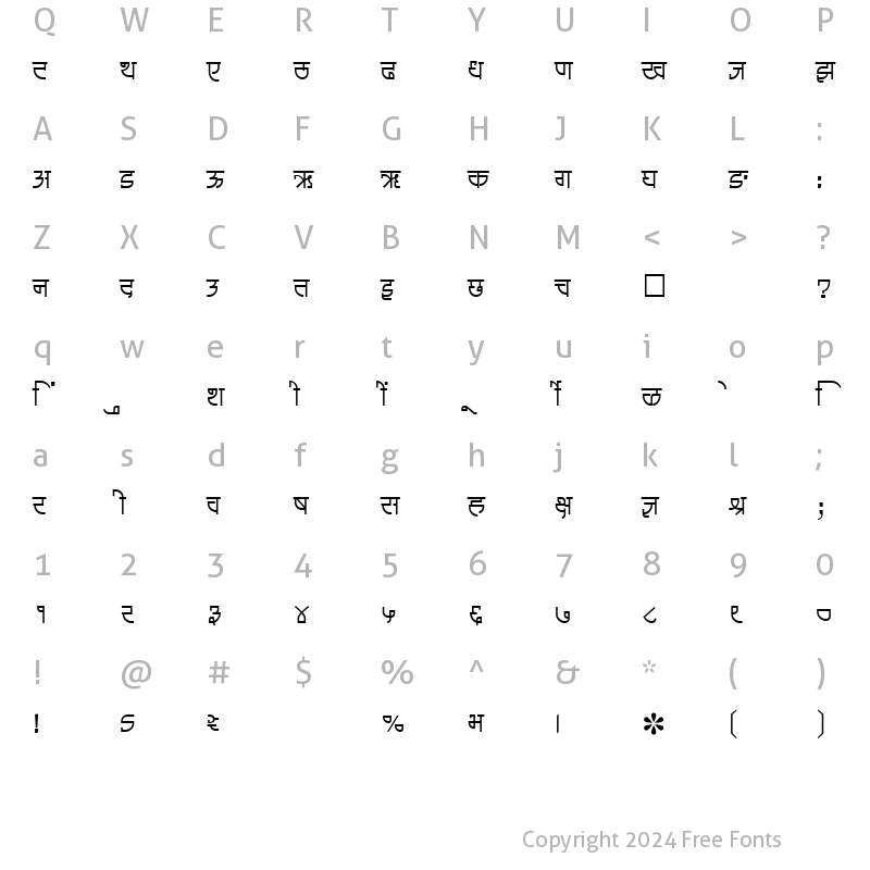 Character Map of SHREE-DEV-1260 Regular