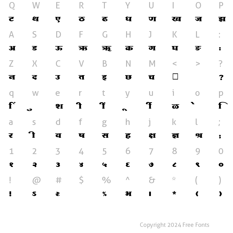 Character Map of SHREE-DEV-1265 Regular