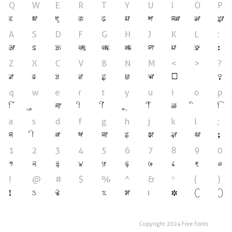 Character Map of SHREE-DEV-1267 Regular