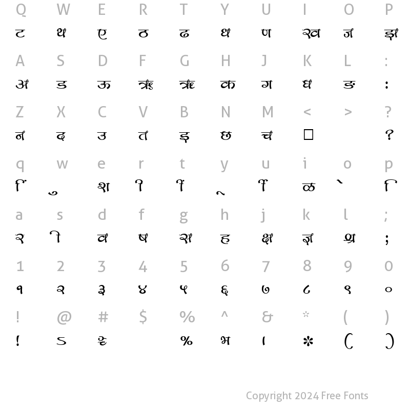 Character Map of SHREE-DEV-1282 Regular