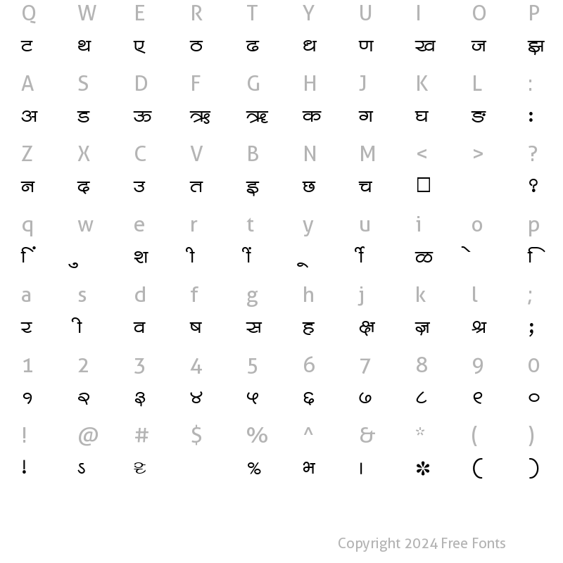 Character Map of SHREE-DEV-1297 Regular