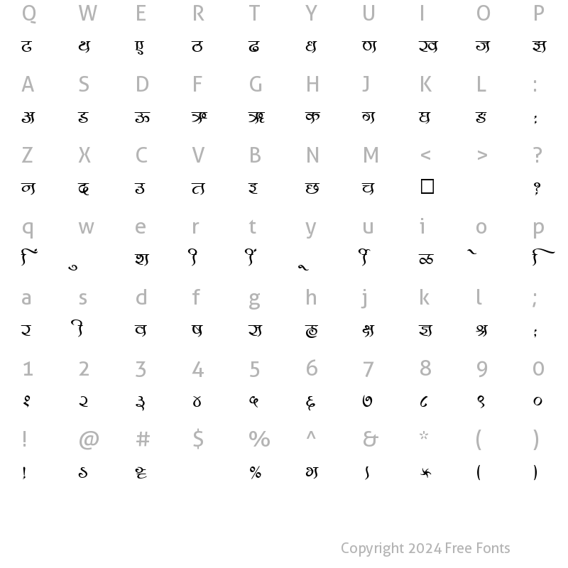 Character Map of SHREE-DEV-2308 Regular