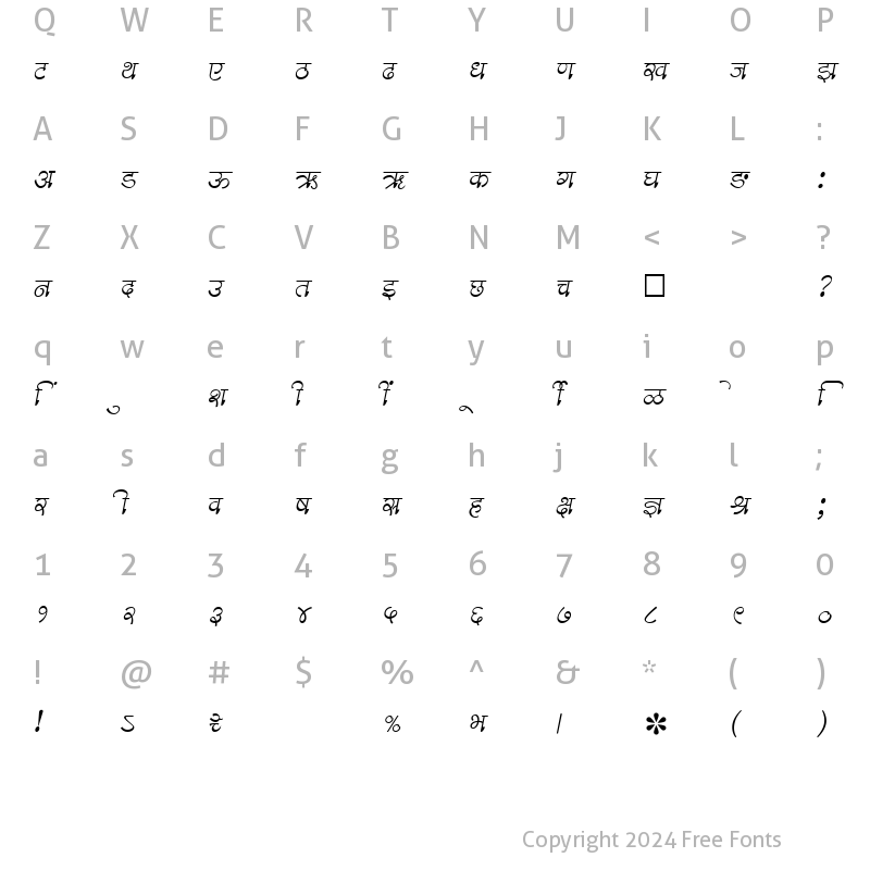 Character Map of SHREE-DEV-2309 Regular