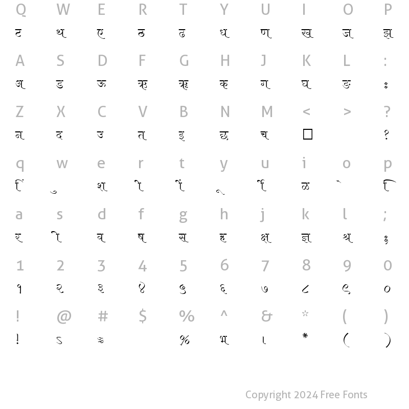 Character Map of SHREE-DEV-2310 Regular