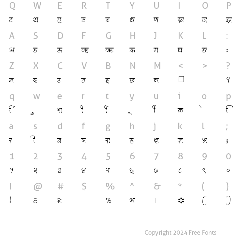 Character Map of SHREE-DEV-2312 Regular