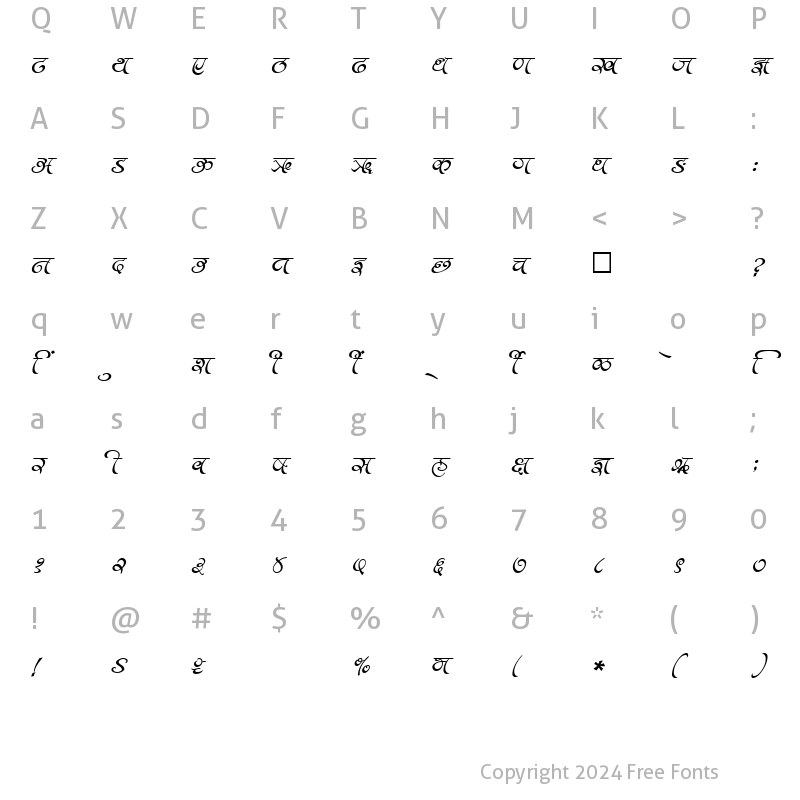 Character Map of SHREE-DEV-2315 Regular