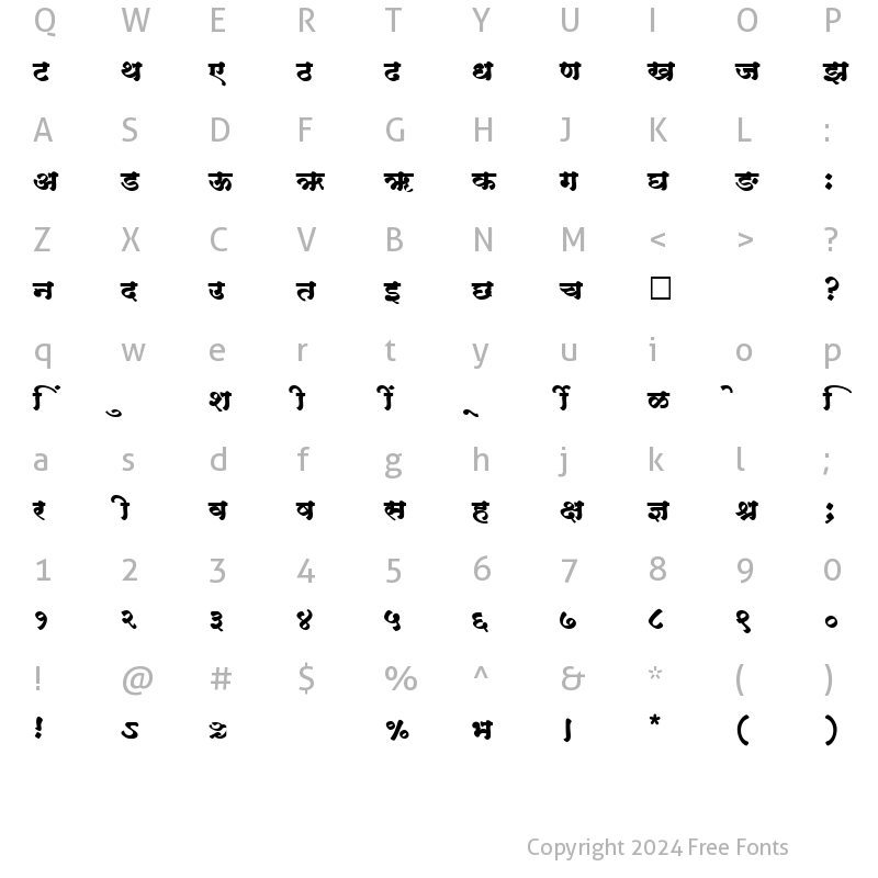 Character Map of SHREE-DEV-2317 Regular