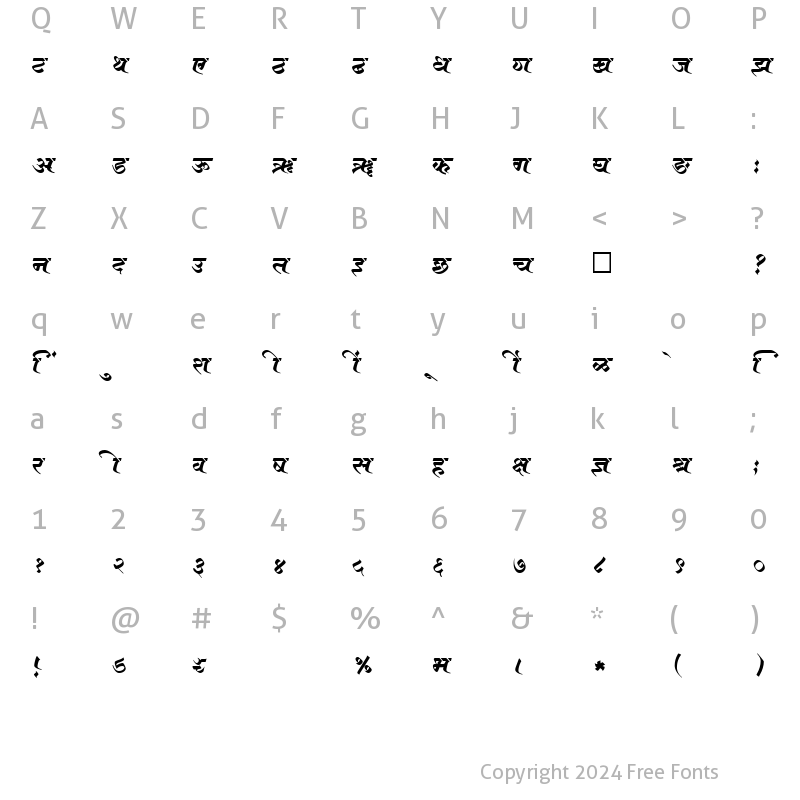 Character Map of SHREE-DEV-2318 Regular