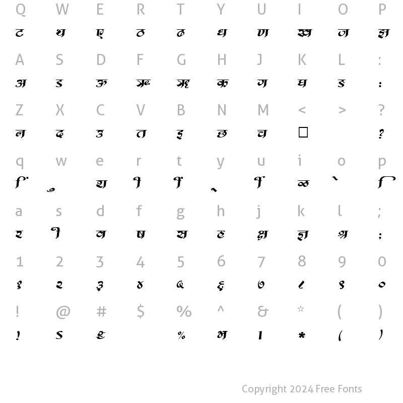 Character Map of SHREE-DEV-2319 Regular