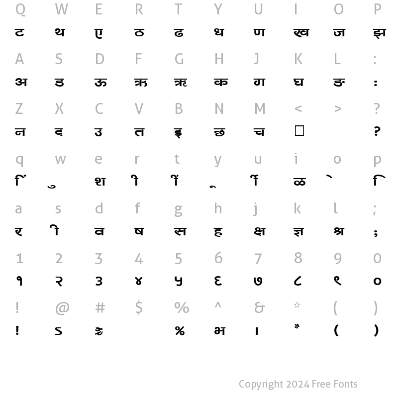 Character Map of SHREE-DEV-2324 Regular