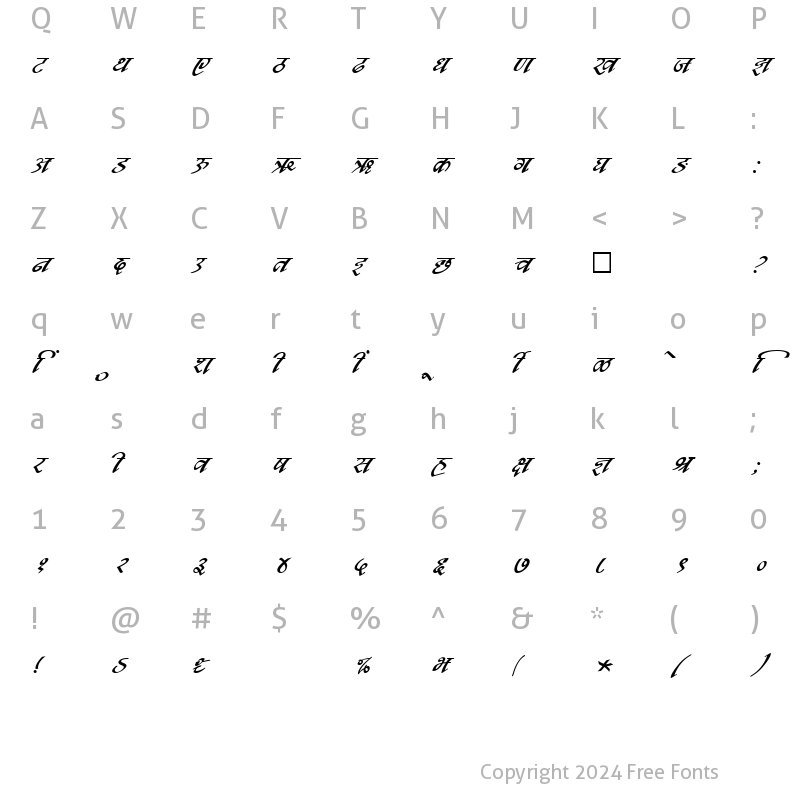 Character Map of SHREE-DEV-2325 Regular