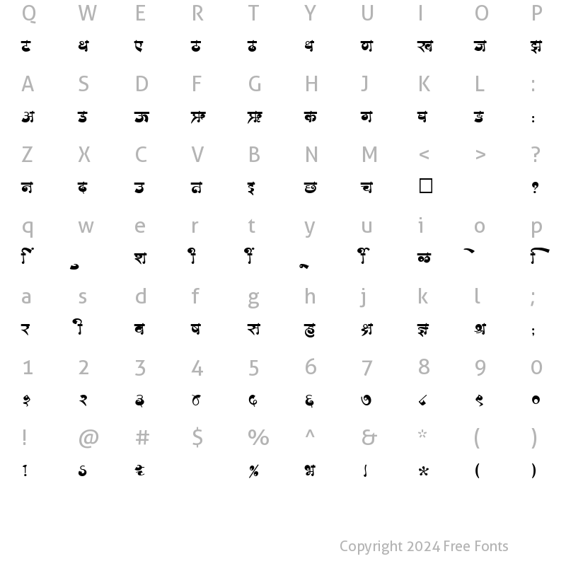 Character Map of SHREE-DEV-2326 Regular